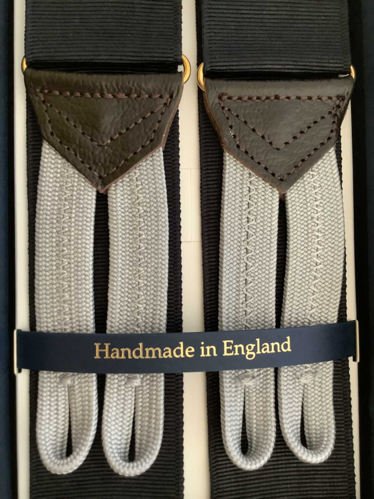 サスペンダー英国製 アルバートサーストン クラシック6ボタン留モアレ