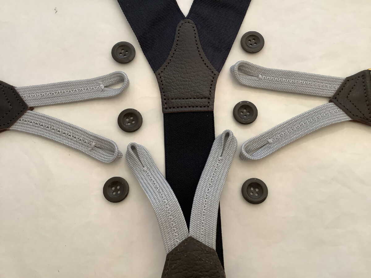 サスペンダー英国製 アルバートサーストン クラシック6ボタン留モアレ