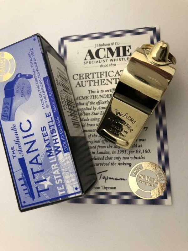 英国製タイタニック100周年記念笛GDホイッスル金色真鍮笛 Titanic1912