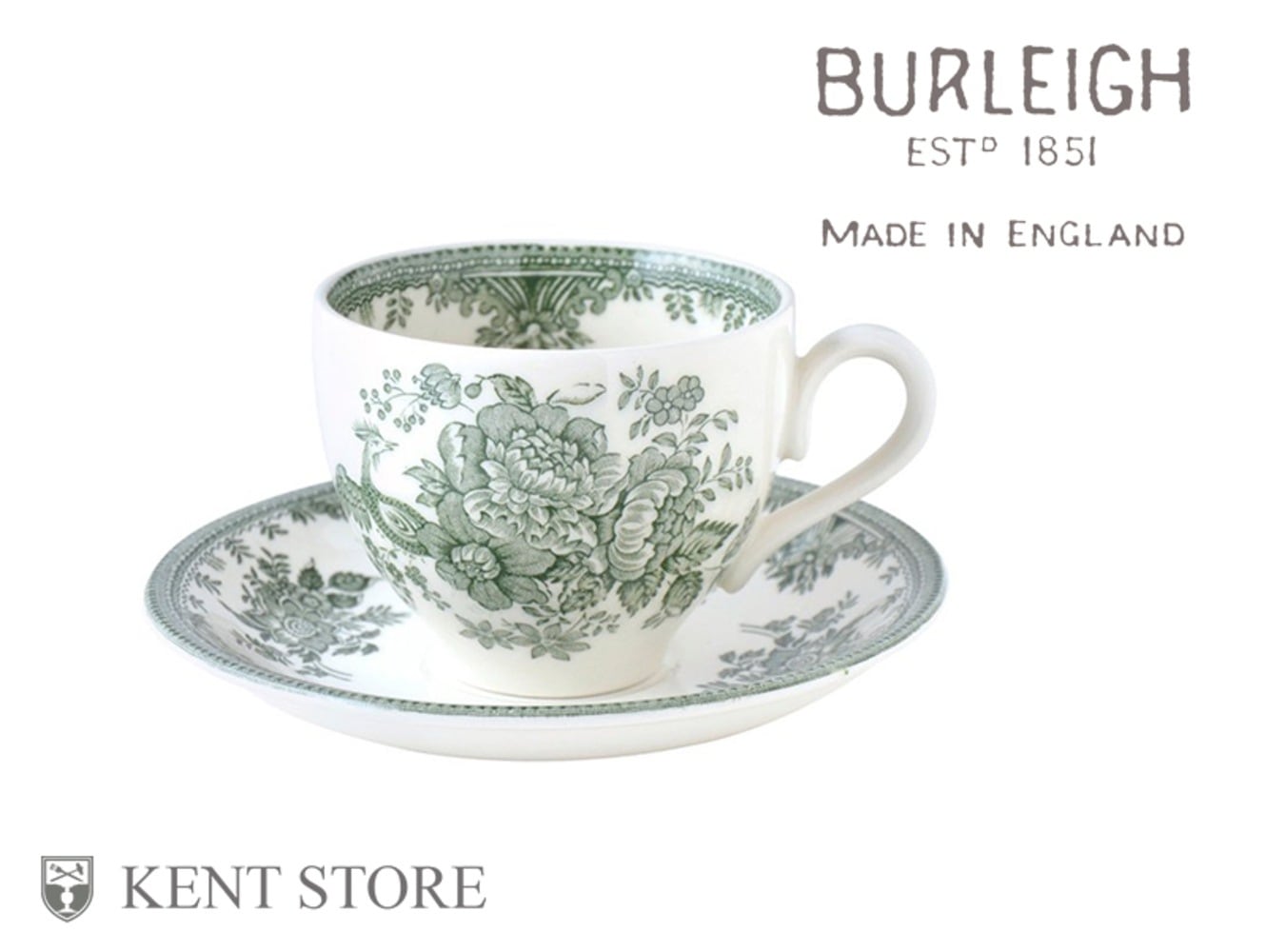 カップ＆ソーサー グリーンアジアティックフェザンツ