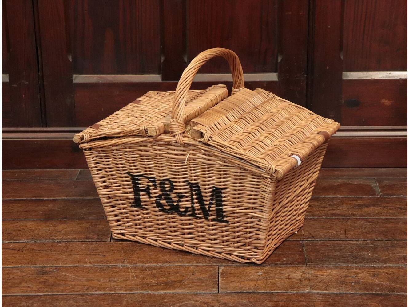 F&M フォートナム&メイソン　籐製バスケット ハンパー F＆M(フォートナム＆メイソン）ハンドル付きハンパーピクニック
