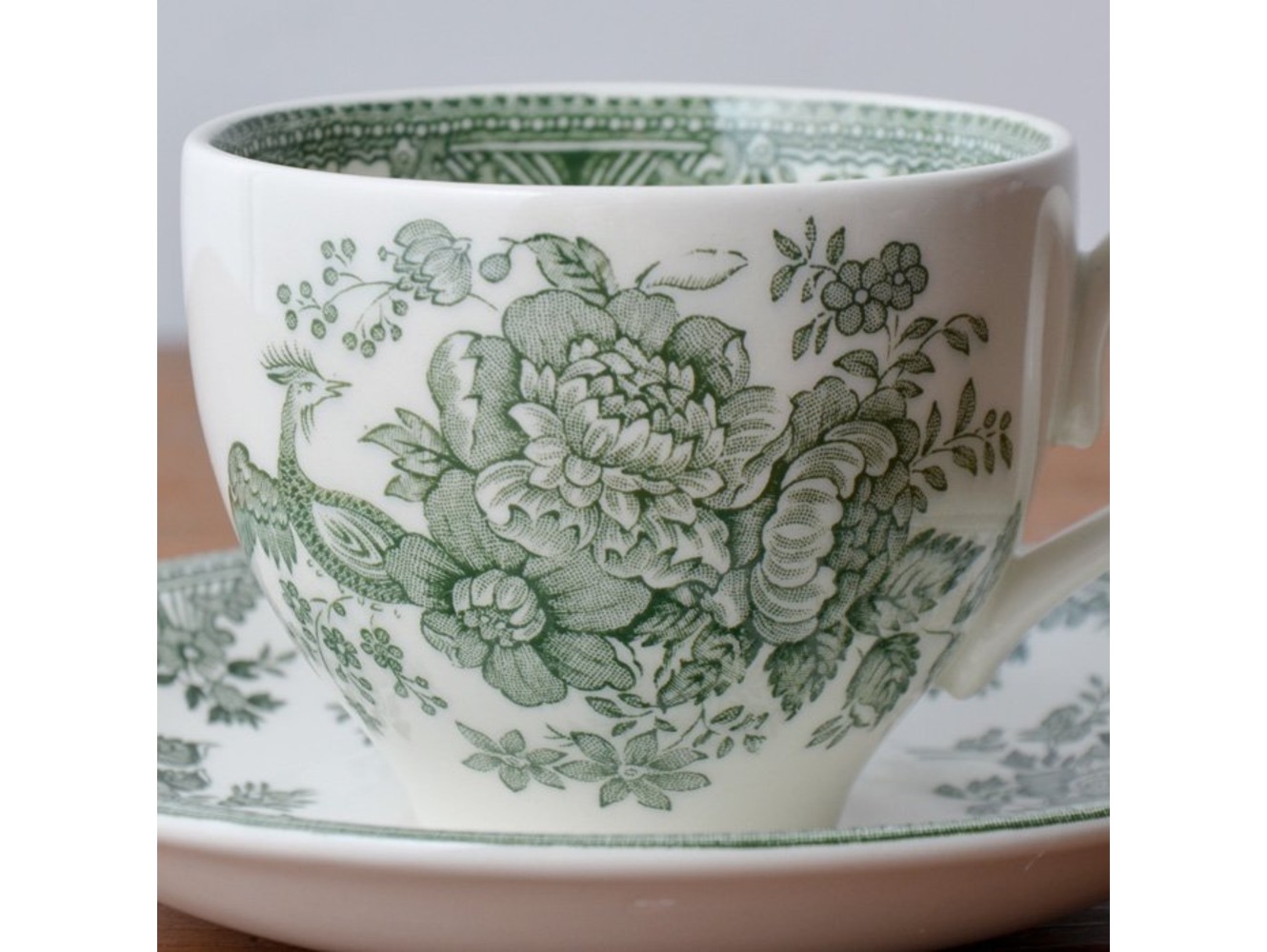 カップ＆ソーサー グリーンアジアティックフェザンツ