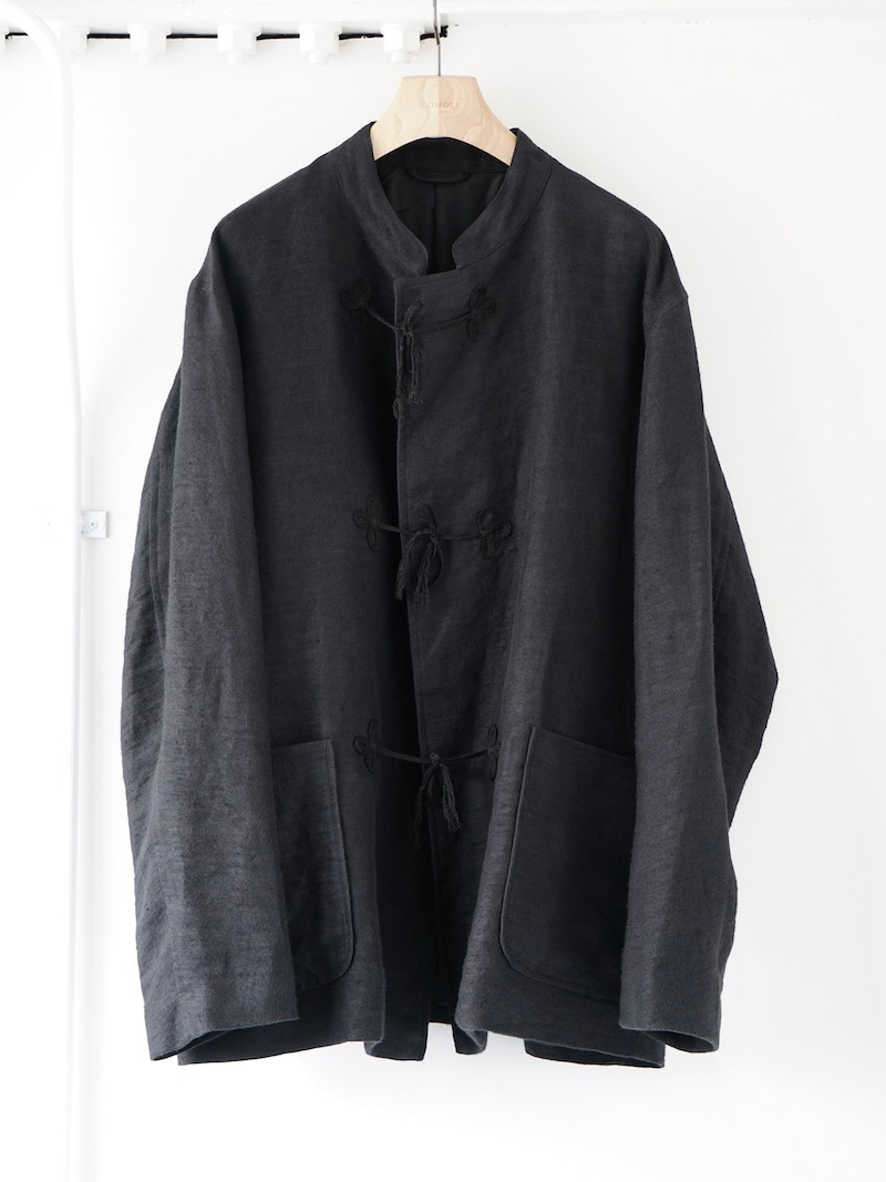 新品　24AW COMOLI 起毛リネンスタンドカラージャケット　4 ブラック COMOLI（コモリ） リネン起毛 スタンドカラージャケット 24AW