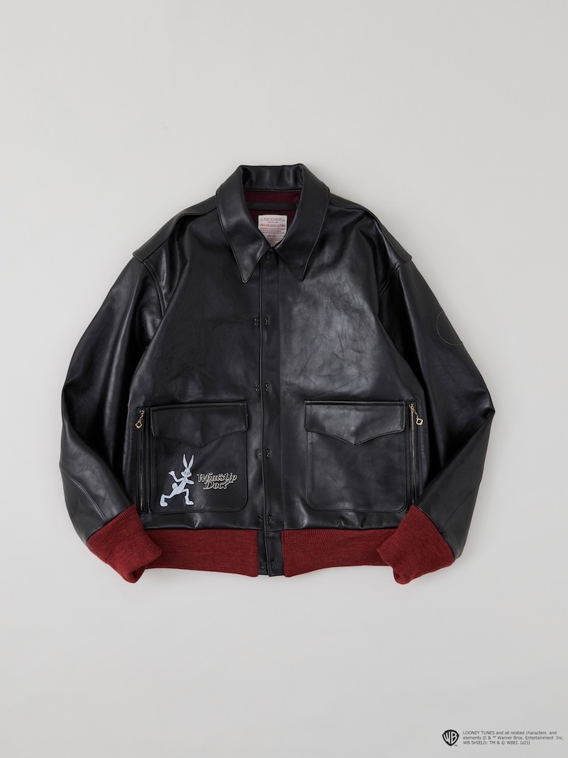 NICENESS(ナイスネス) / P.MONKMAN / P.モンクマン ( ブラウンコアラムレザー プリントテッド A2ジャケット ) /  25AW