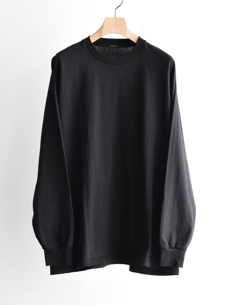 COMOLI 25SS コットンジャージーロングスリーブTシャツ ブラック2 COMOLI (コモリ) コットンジャージ 長袖Tシャツ