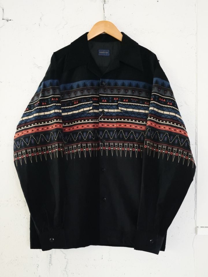 KAPITAL(キャピタル) / 18W コーデュロイ ボートシャツ(タウンクラフトトライブ柄)/ブラック 25AW