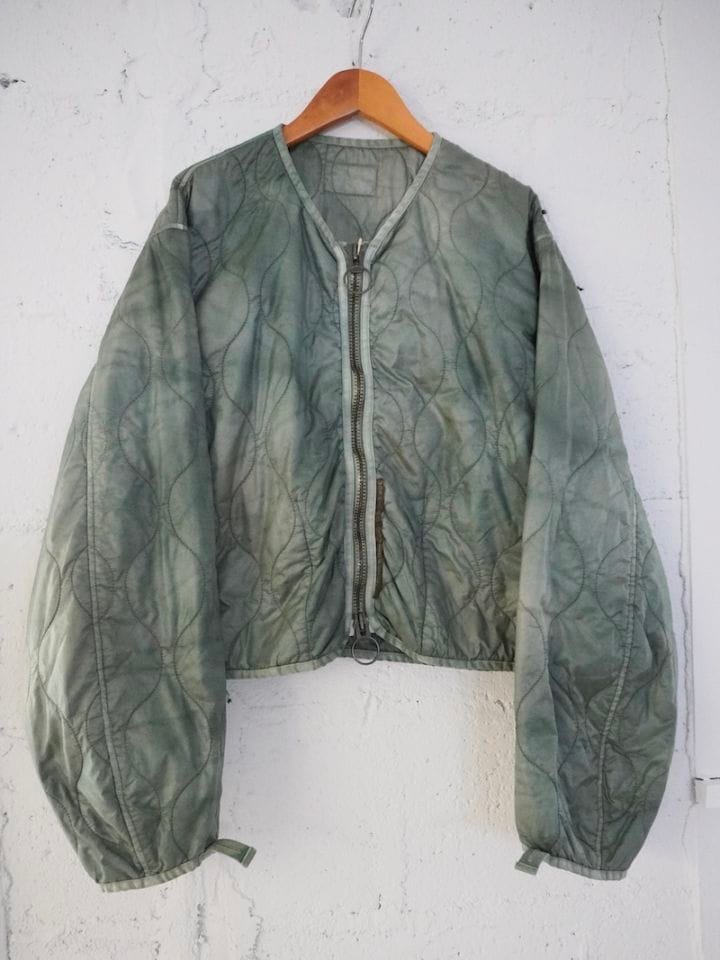 KAPITAL(キャピタル) / ナイロンキルティングムラ染めライニングクロップドボレロ / ライトグリーン / 25AW