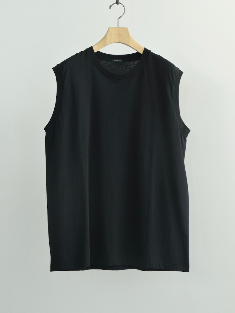 COMOLI(コモリ) / コットンジャージ ノースリーブ / BLACK 26SS
