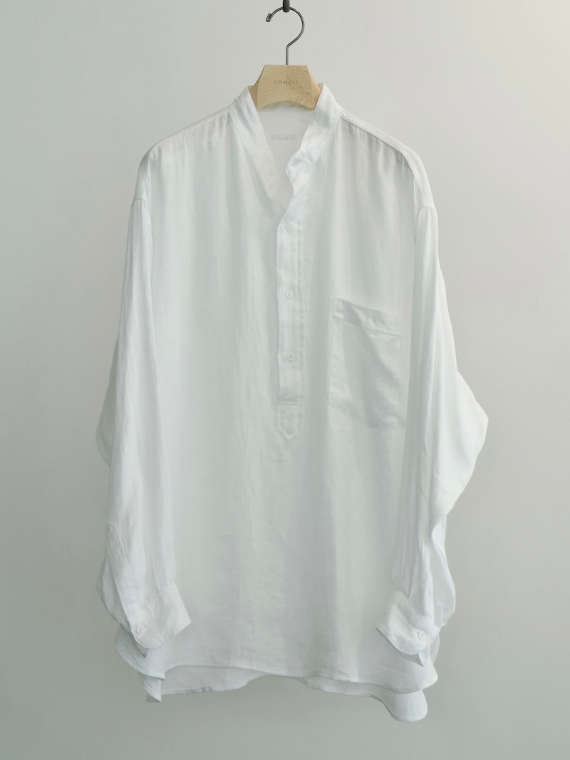 COMOLI(コモリ) / リネンWクロス プルオーバーシャツ / WHITE 26SS