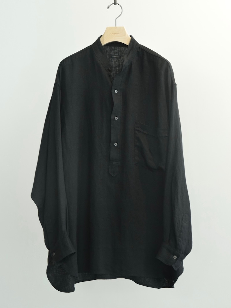 COMOLI リネンダブルクロスプルオーバーシャツ COMOLI(コモリ) / リネンWクロス プルオーバーシャツ / BLACK 26SS