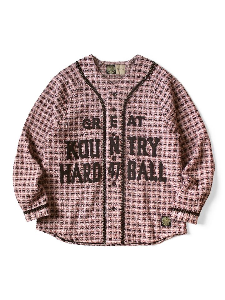 KAPITAL(キャピタル) / ファンシーツィード GREAT KOUNTRY ベースボールロングスリーブシャツ/ ピンク / 25AW