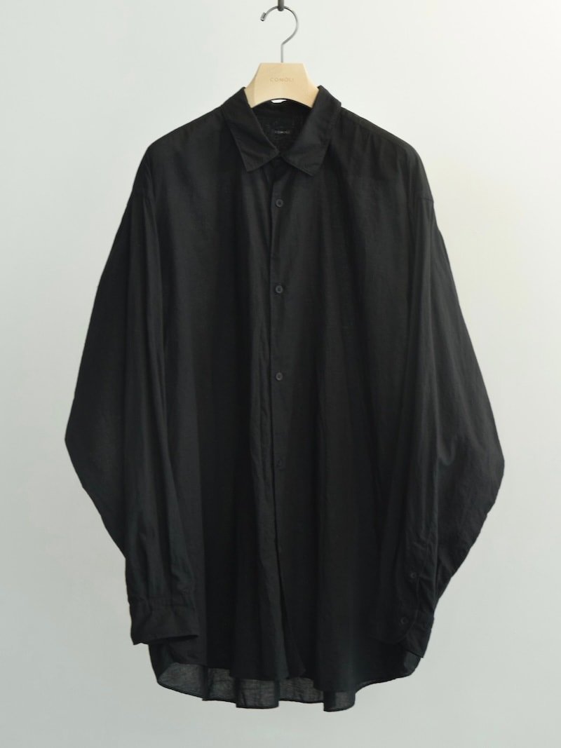 26ss COMOLI ブラック 長袖シャツ 100%コットン COMOLI(コモリ) / KHADIコットン コモリシャツ 26SS | 商品一覧,BRANDS
