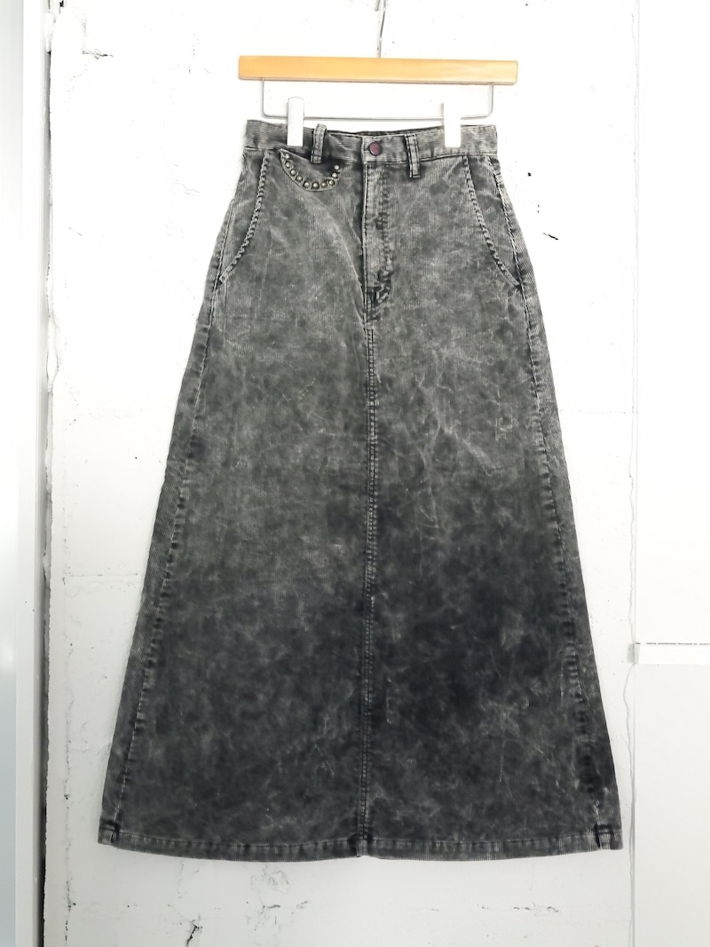 KAPITAL(キャピタル) / 14Wコーデュロイ ブギーデイハイウエストマキシスカート (Dirty Dyed) / ブラック / 25AW