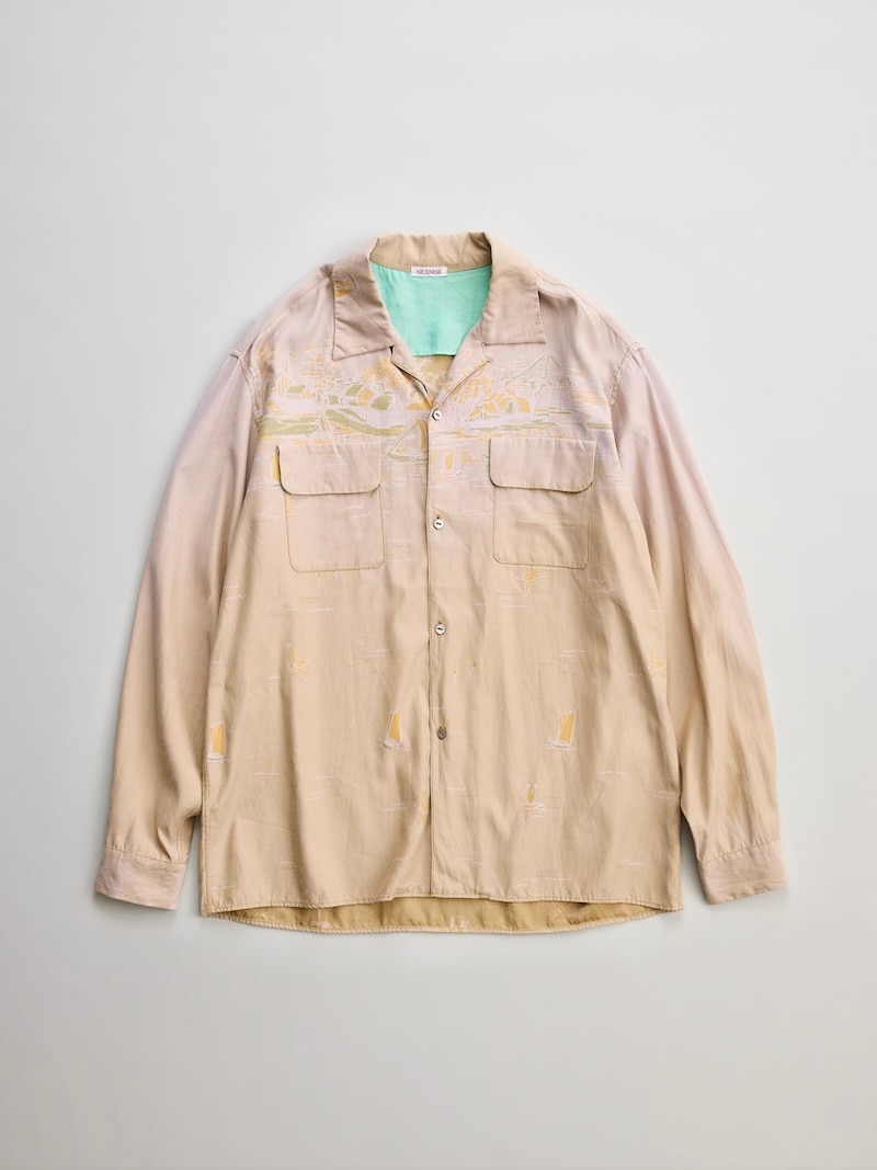 NICENESS(ナイスネス) / B.PALMER / B.パーマー (ポートプリント ボードシャツ) / FADE CAMEL / 26SS