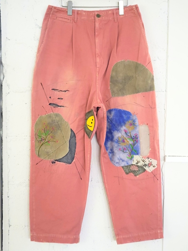 KAPITAL(キャピタル) / かつらぎ ハイウエストニームパンツ(ジプシーパッチリメイク) / ピンク / 25AW 