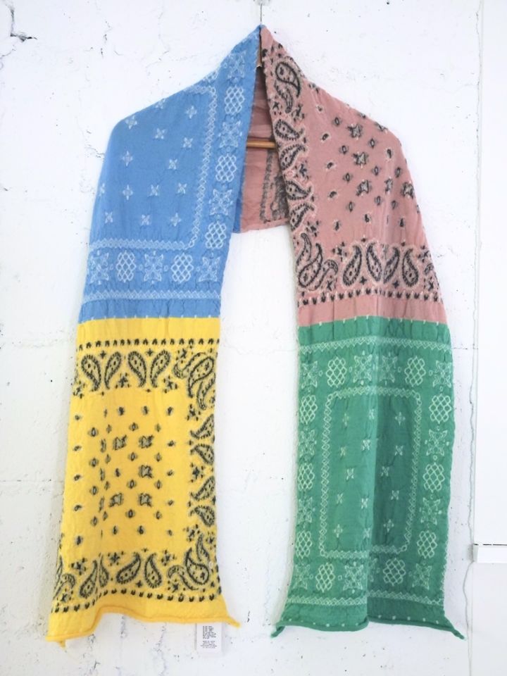 KAPITAL キャピタル スーベニア 縮絨マ フラーストールスカジャン柄 KAPITAL(キャピタル) / 縮絨ウール パステルバンダナクロスHAPPY