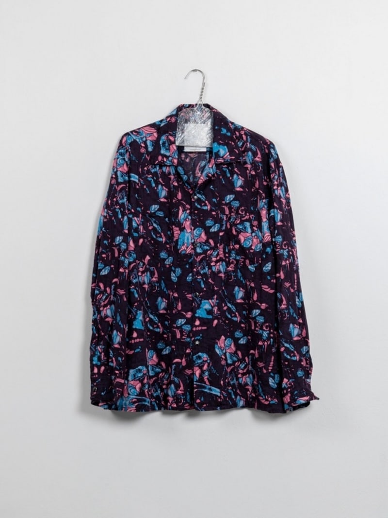 BLACKBIRD (ブラックバード) / open collar shirt (botanical print