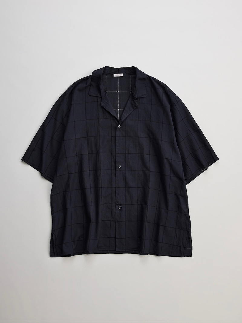 NICENESS(ナイスネス) / C.JOSHUA / C.ジョシュア (ハンドカットラティスファブリック オープンカラーシャツ) /  BLACK / 26SS