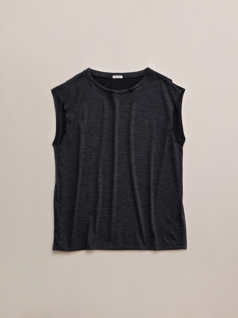 NICENESS(ナイスネス) / W.MCGEOCH / W.マッギオーク (カットオフスリーブS100sウールジャージーTシャツ) / CHARCOAL / 26AW