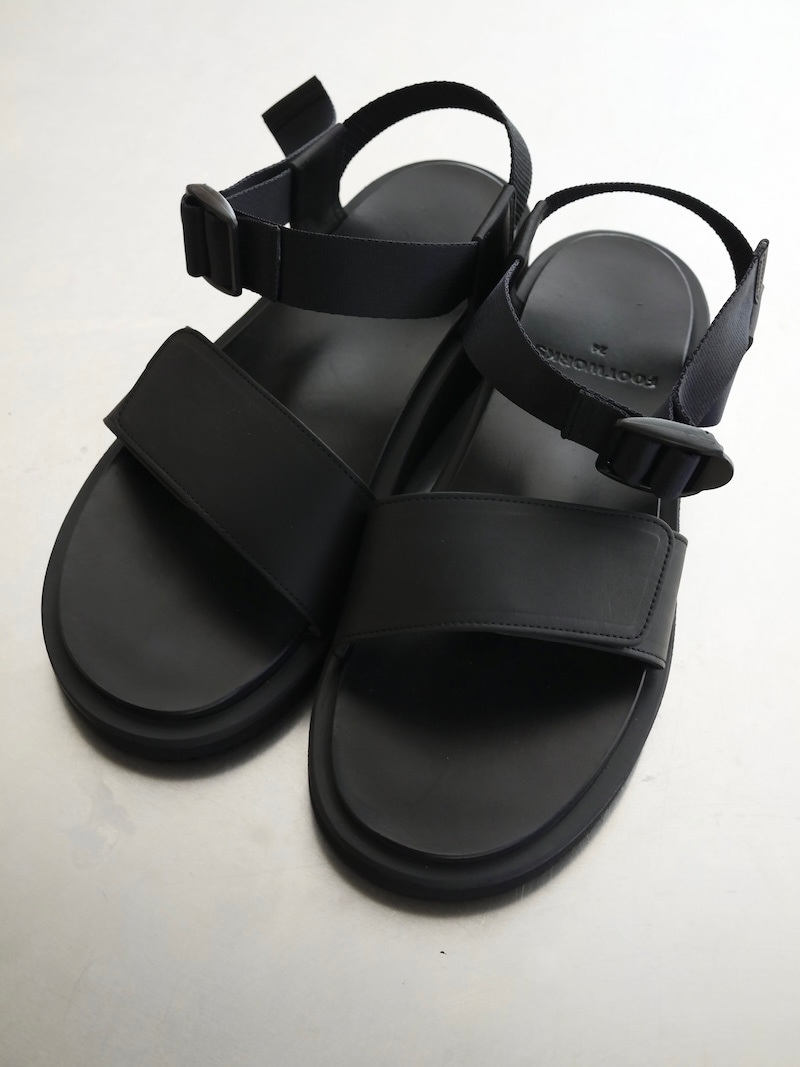 FOOTWORKS / Sandals with Velcro Straps (wide belt) in Smooth Leather / WOMENS / 26SS
