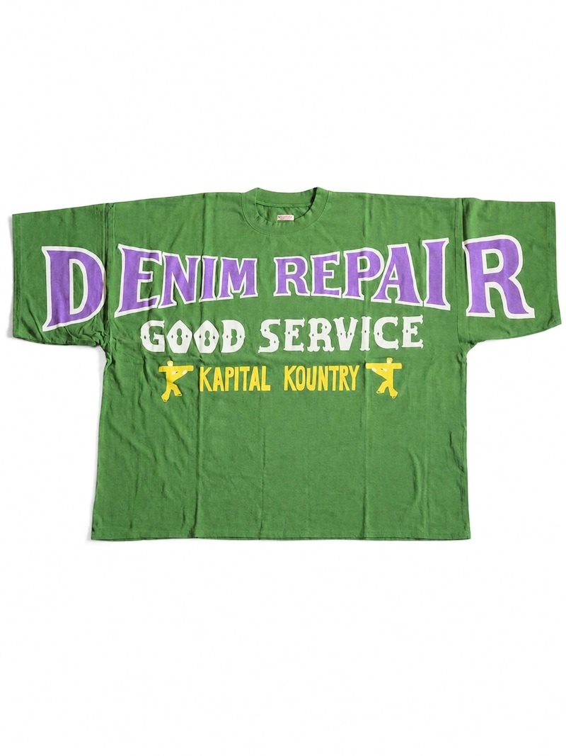 KAPITAL(キャピタル) 18.5/-天竺 HUGE-T(DENIM REPAIRpt) / グリーン