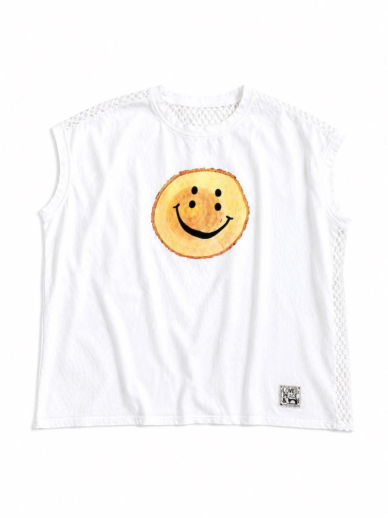 KAPITAL(キャピタル) / 20/-天竺　カタビラノースリーブBIG-T(RAINBOWY 切り株pt) / ホワイト / 26SS