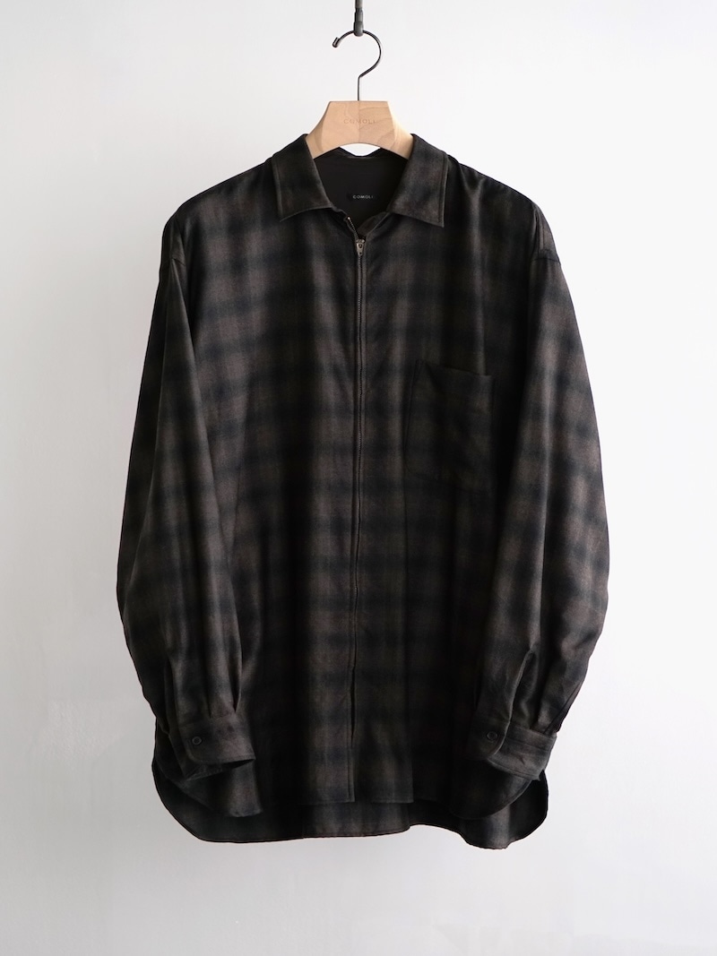 COMOLI(コモリ) / ウールチェック ジップシャツ 26AW | 商品一覧