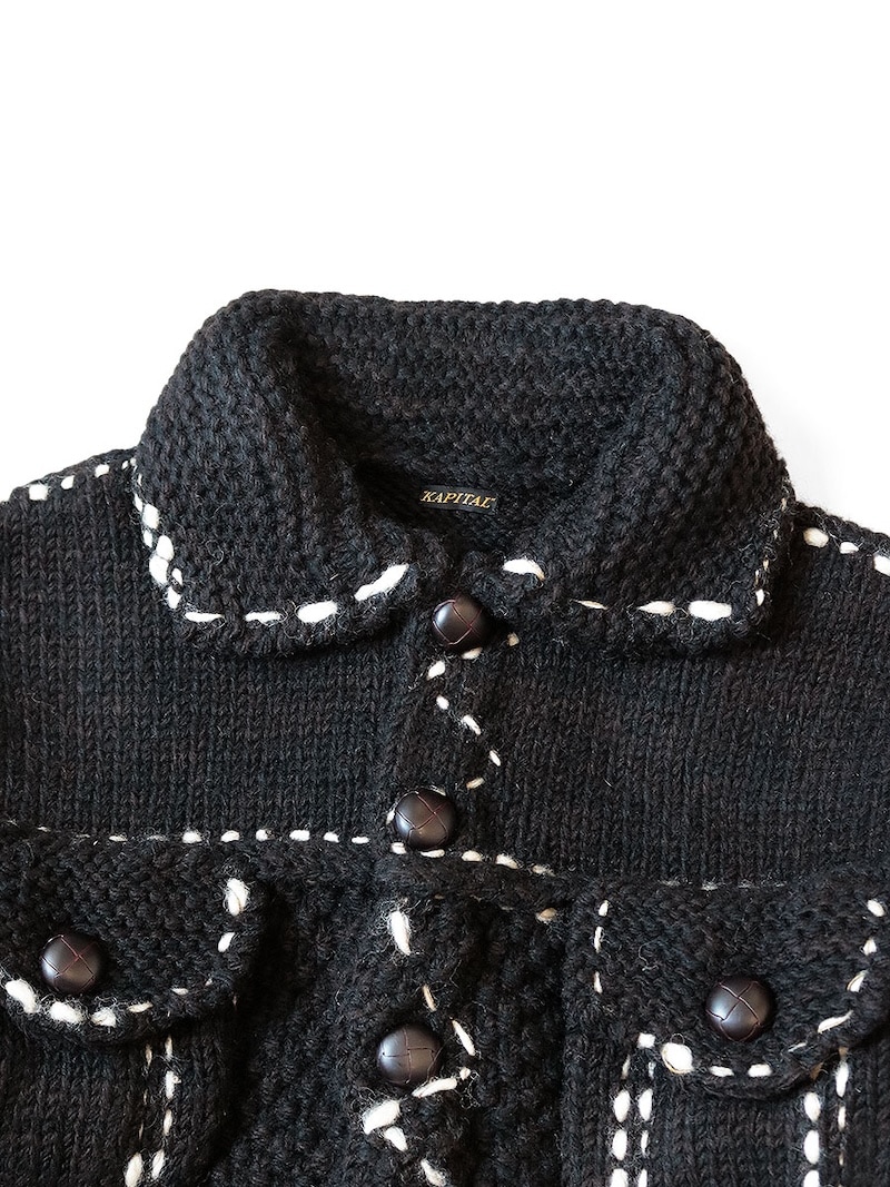 キャピタル KAPITAL ウールハンドニット ブラック カウチンＧジャン KAPITAL キャピタル ウールハンドニット カウチンGジャン - SE7EN