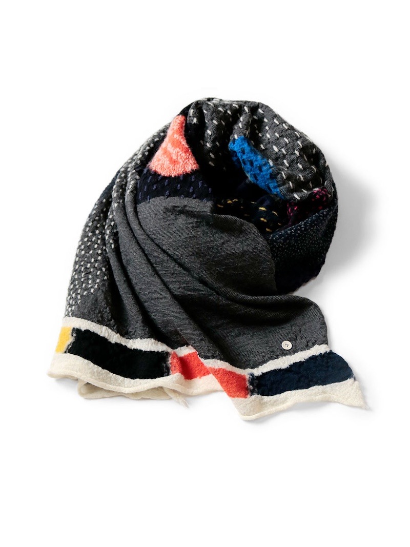 KAPITAL(キャピタル) / 縮絨ウール 宇宙ギャベマフラー/ブラック 25AW