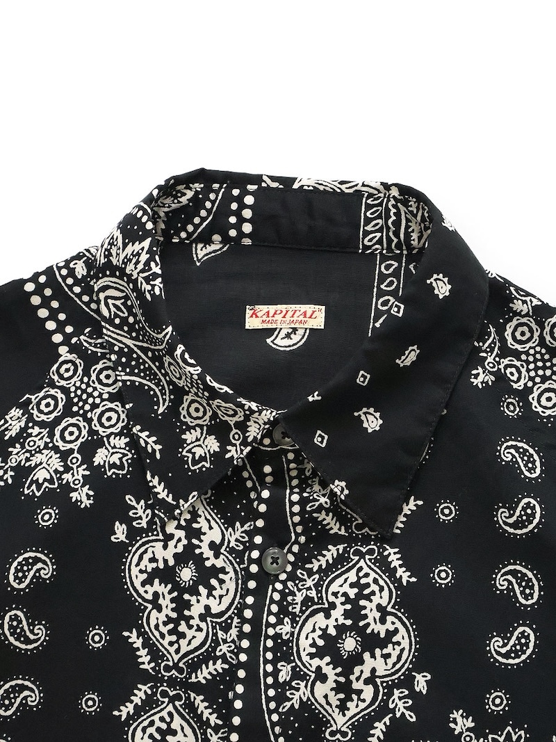 KAPITAL(キャピタル) / ガーゼ ラットブランドバンダナパッチワーク柄 ラグランシャツ/ ブラック / 26SS 