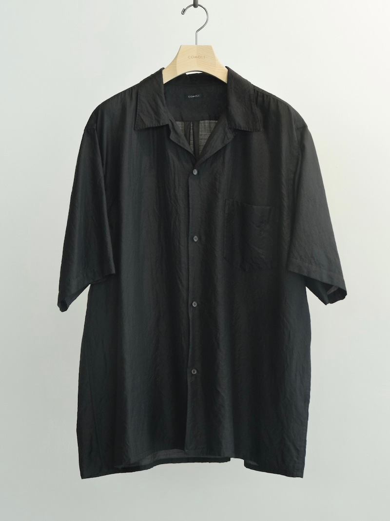COMOLI(コモリ) / ウールシルク 半袖オープンカラーシャツ / BROWN 26SS
