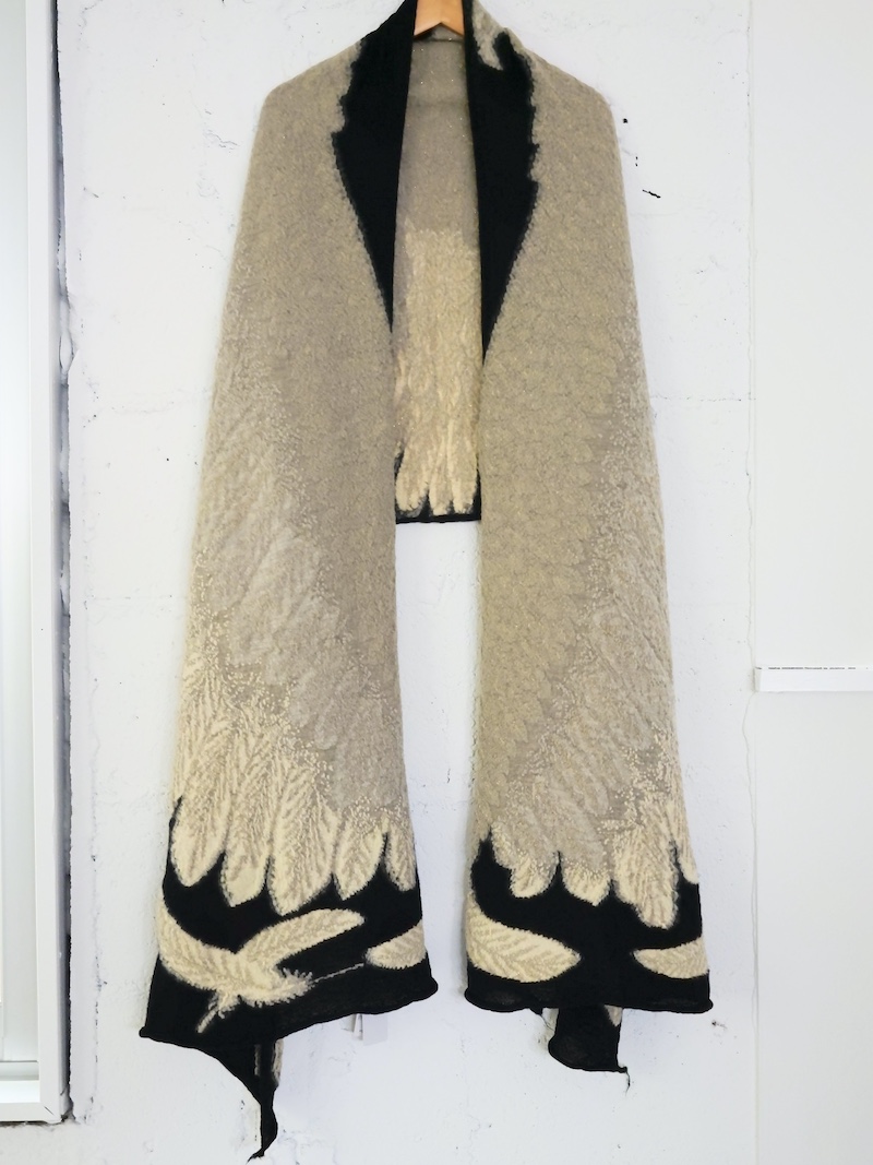 【25,000円】キャピタルKapitalウール大判マフラーストール KAPITAL(キャピタル) / 縮絨ウール ラメ 大鷲マフラー/ブラック