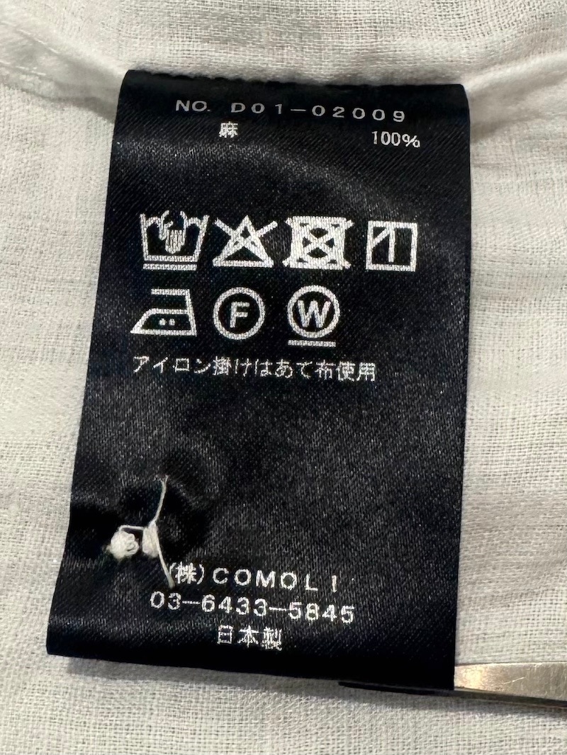 COMOLI(コモリ) / リネンWクロス プルオーバーシャツ / WHITE 26SS