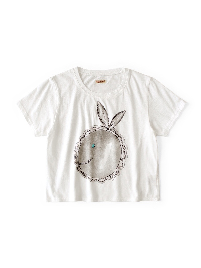 KAPITAL(キャピタル) / 20/-天竺 クロップド T (BIGコンチョCONEYBOWYpt) / ホワイト / 26SS
