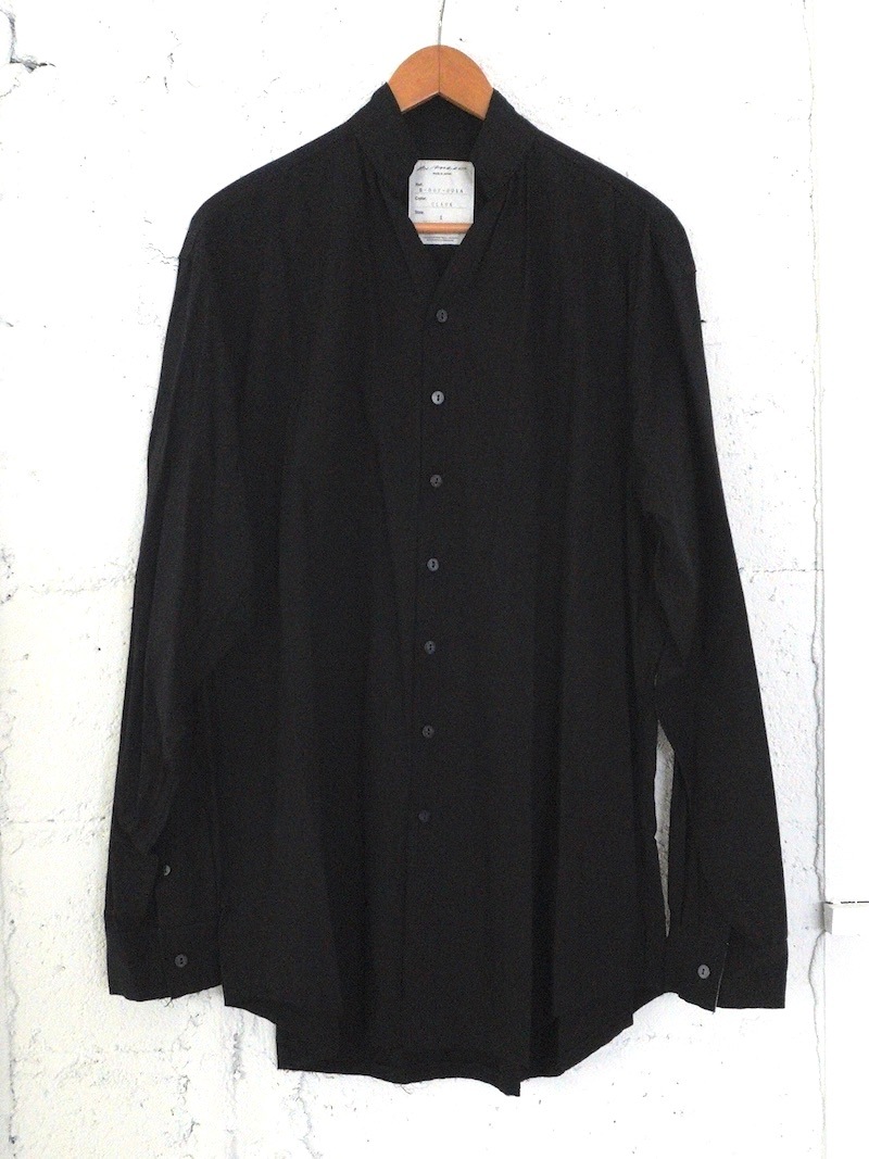BLACKBIRD (ブラックバード) / cut off collar shirt (black) 26SS