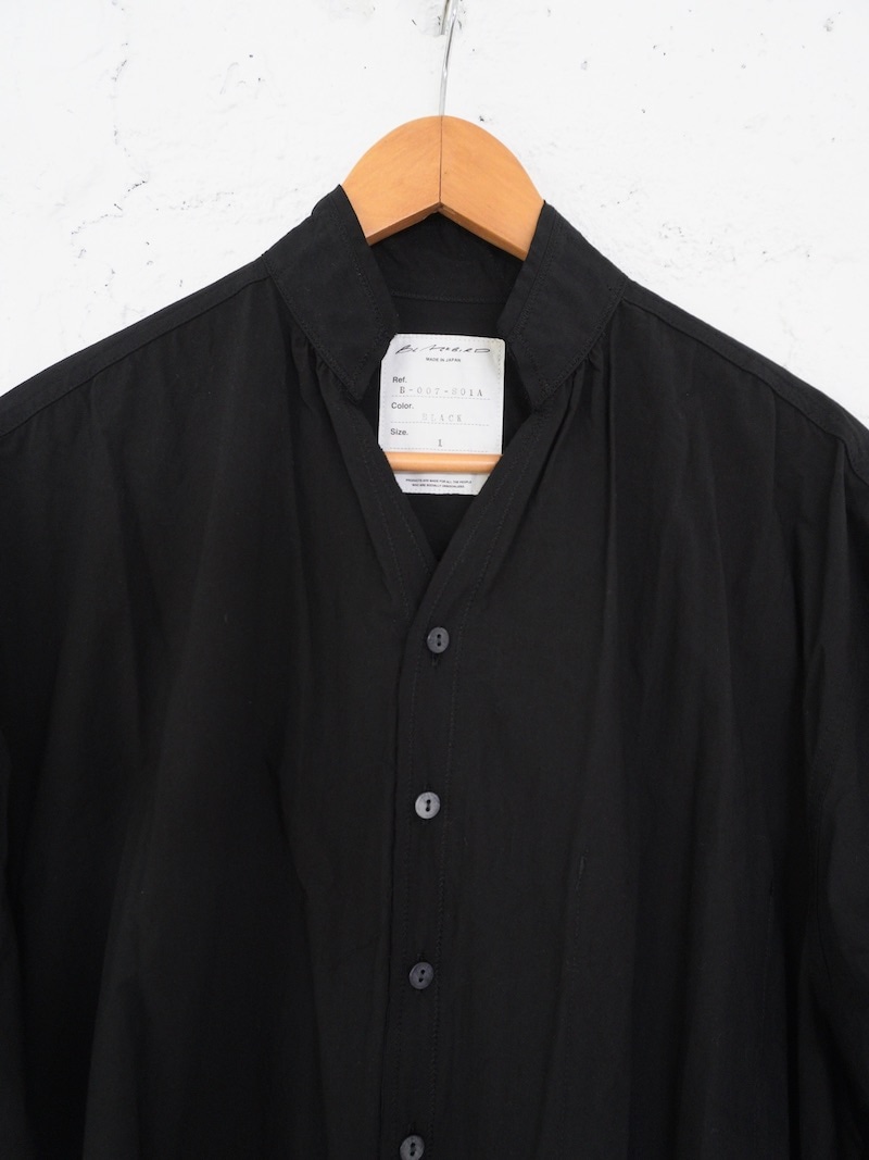 BLACKBIRD (ブラックバード) / cut off collar shirt (black) 26SS