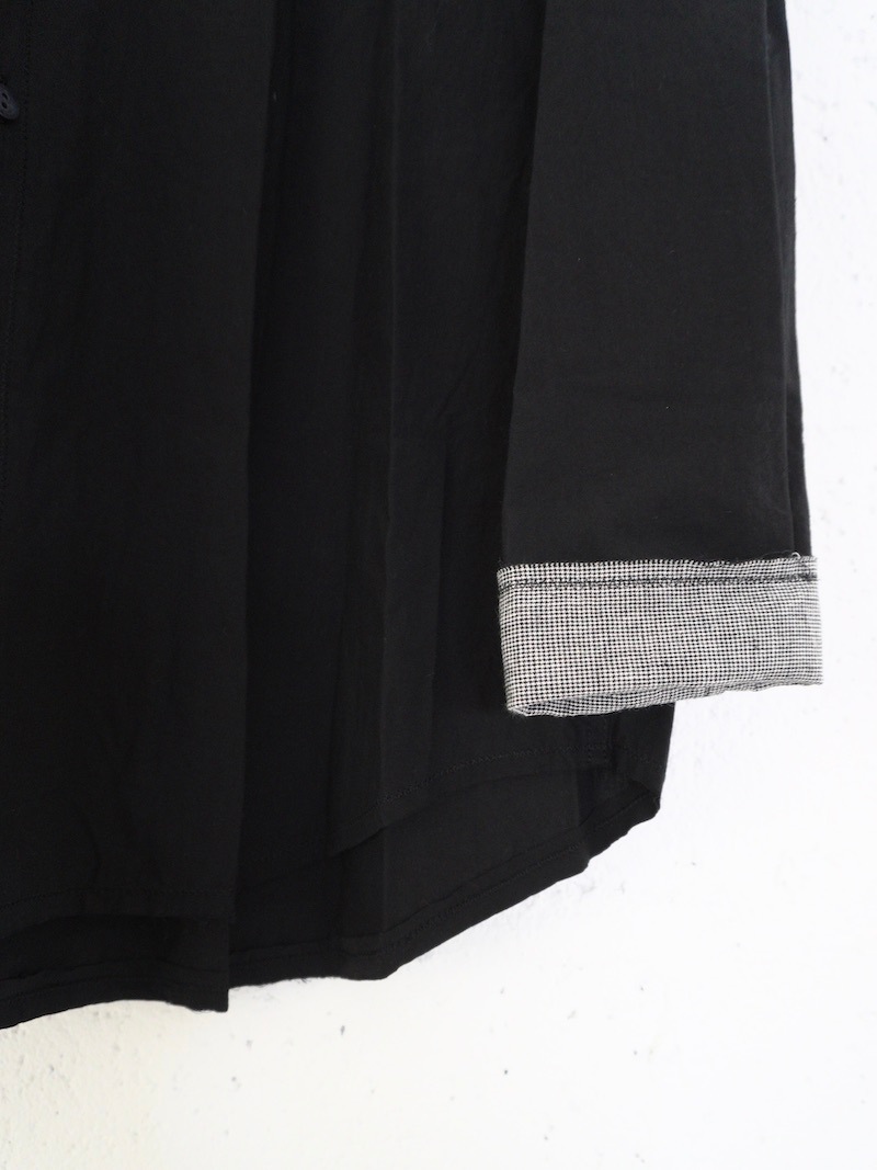 BLACKBIRD (ブラックバード) / cut off collar shirt (black) 26SS
