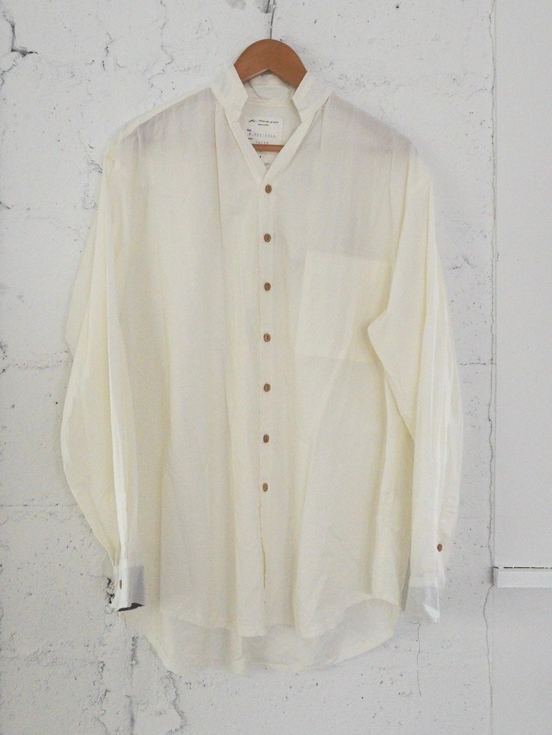 BLACKBIRD (ブラックバード) / cut off collar shirt (white) 26SS