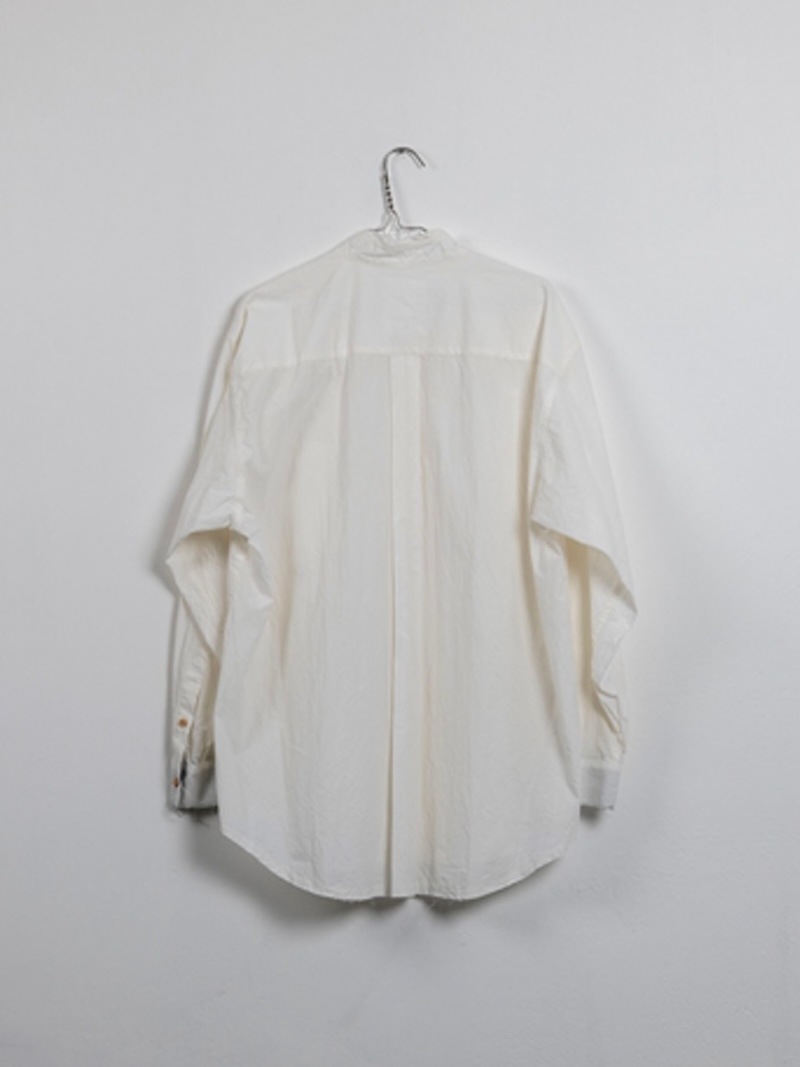 BLACKBIRD (ブラックバード) / cut off collar shirt (white) 26SS