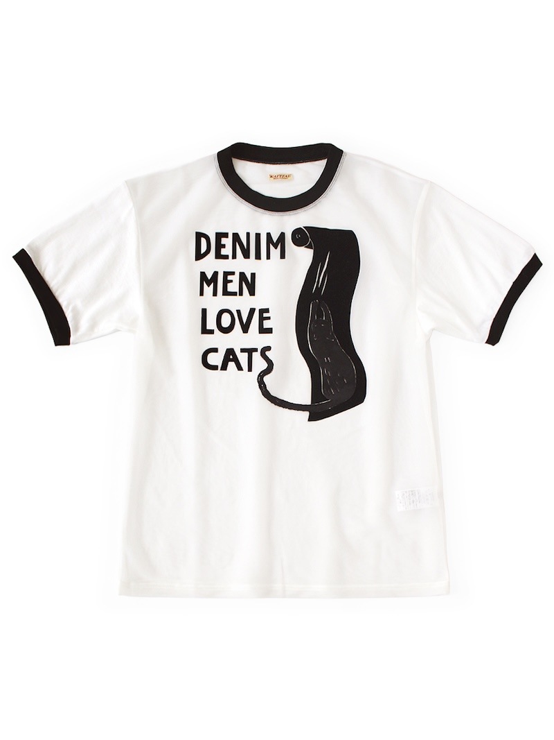 KAPITAL(キャピタル) / シアー天竺×20/-天竺 リンガーT(DENIM MEN LOVE CATS スクラッチpt) / 26SS 