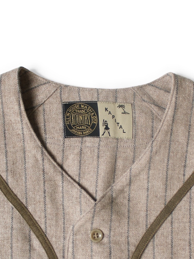 KAPITAL(キャピタル) / ウールストライプ(太) GREAT WOMEN ベースボールロングスリーブシャツ 25AW