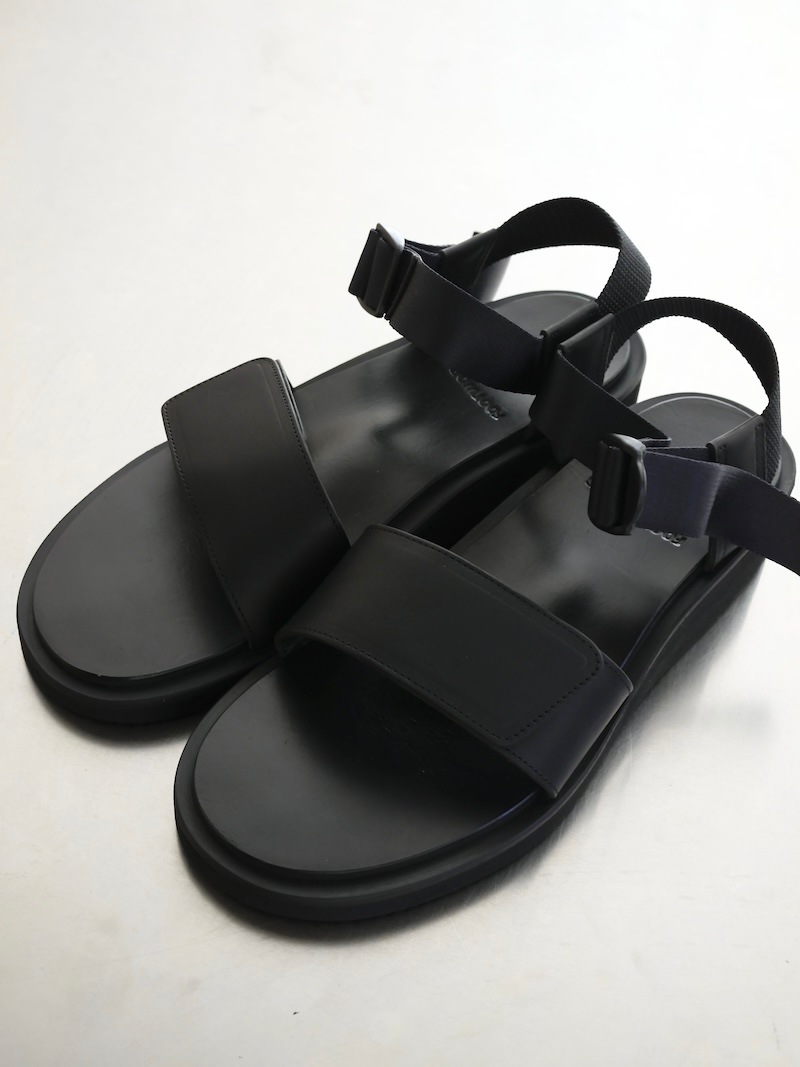 FOOTWORKS / Sandals with Velcro Straps (wide belt) in Smooth Leather / MENS / 26SS
