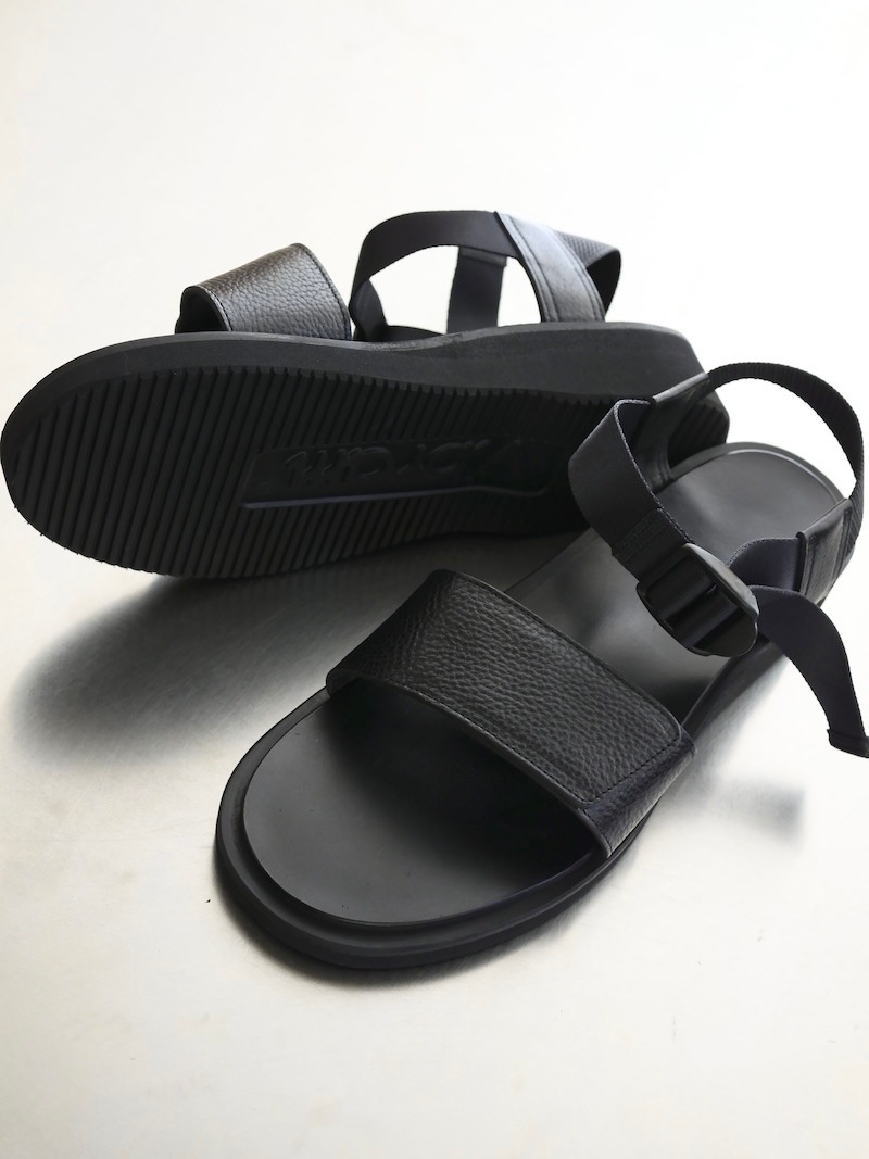 FOOTWORKS / Sandals with Velcro Straps (wide belt) in Grain