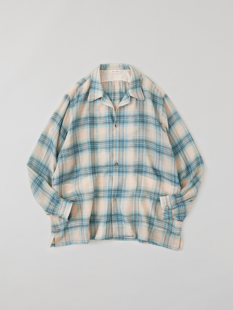 NICENESS(ナイスネス) / THOM / トム ( マルチカラーオンブレ オープンカラージャケットシャツ ) / BEIGE / 25AW