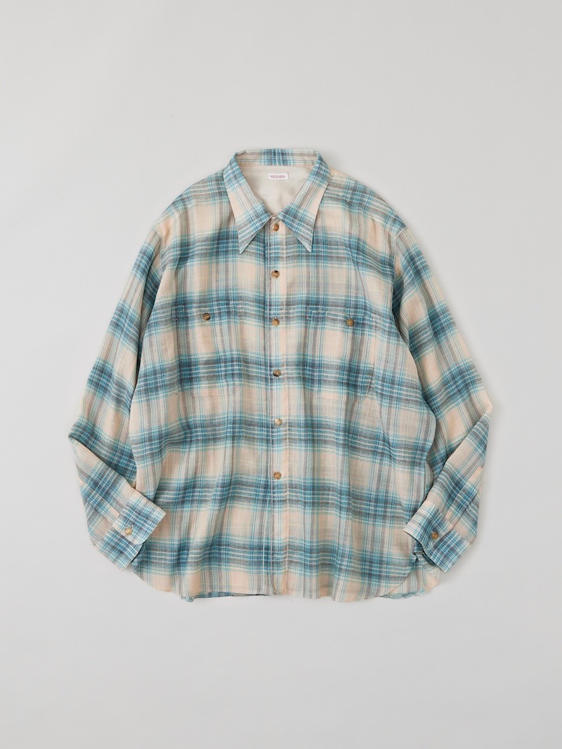 NICENESS(ナイスネス) / TOMMY / トミー ( マルチカラーオンブレ ワークシャツ) / BEIGE / 25AW