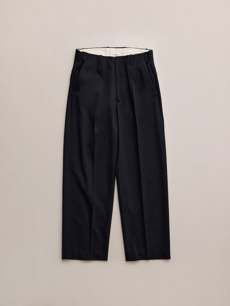 NICENESS(ナイスネス) / T.DICKENS / T.ディケンズ (ウールカルゼリサイズドスラックス) / BLACK / 26AW