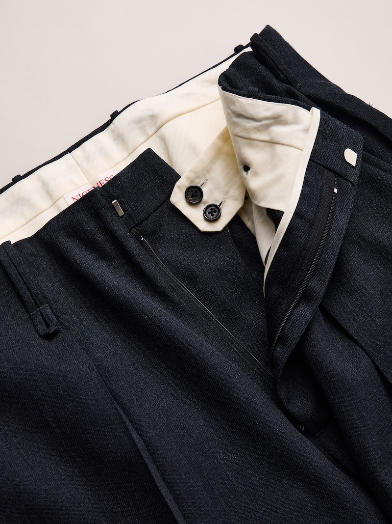 NICENESS(ナイスネス) / T.DICKENS / T.ディケンズ (ウールカルゼリサイズドスラックス) / BLACK / 26AW