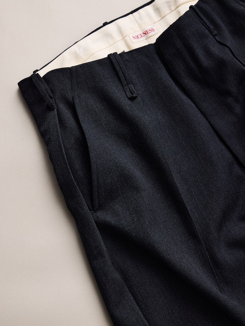 NICENESS(ナイスネス) / T.DICKENS / T.ディケンズ (ウールカルゼリサイズドスラックス) / BLACK / 26AW