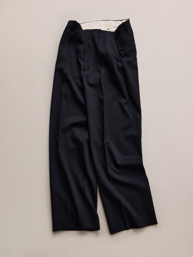 NICENESS(ナイスネス) / T.DICKENS / T.ディケンズ (ウールカルゼリサイズドスラックス) / BLACK / 26AW