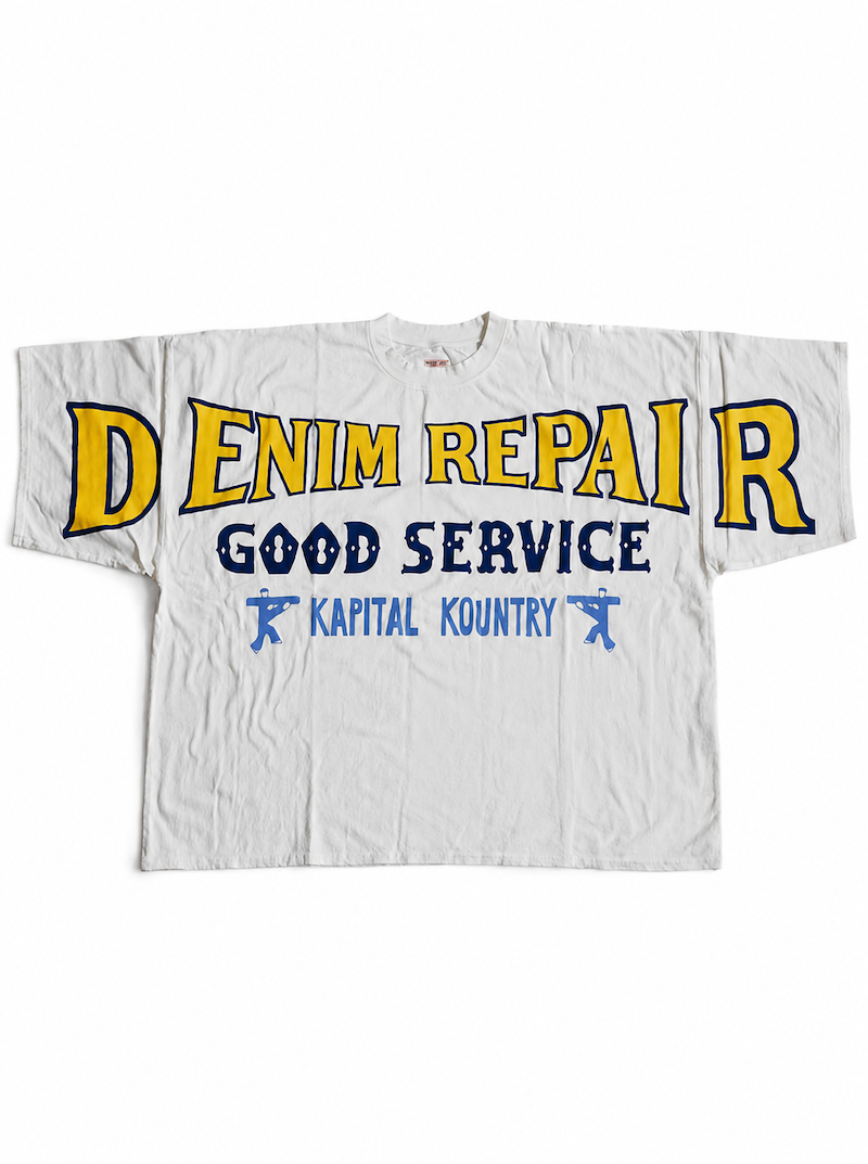 KAPITAL(キャピタル) 18.5/-天竺 HUGE-T(DENIM REPAIRpt) / ホワイト